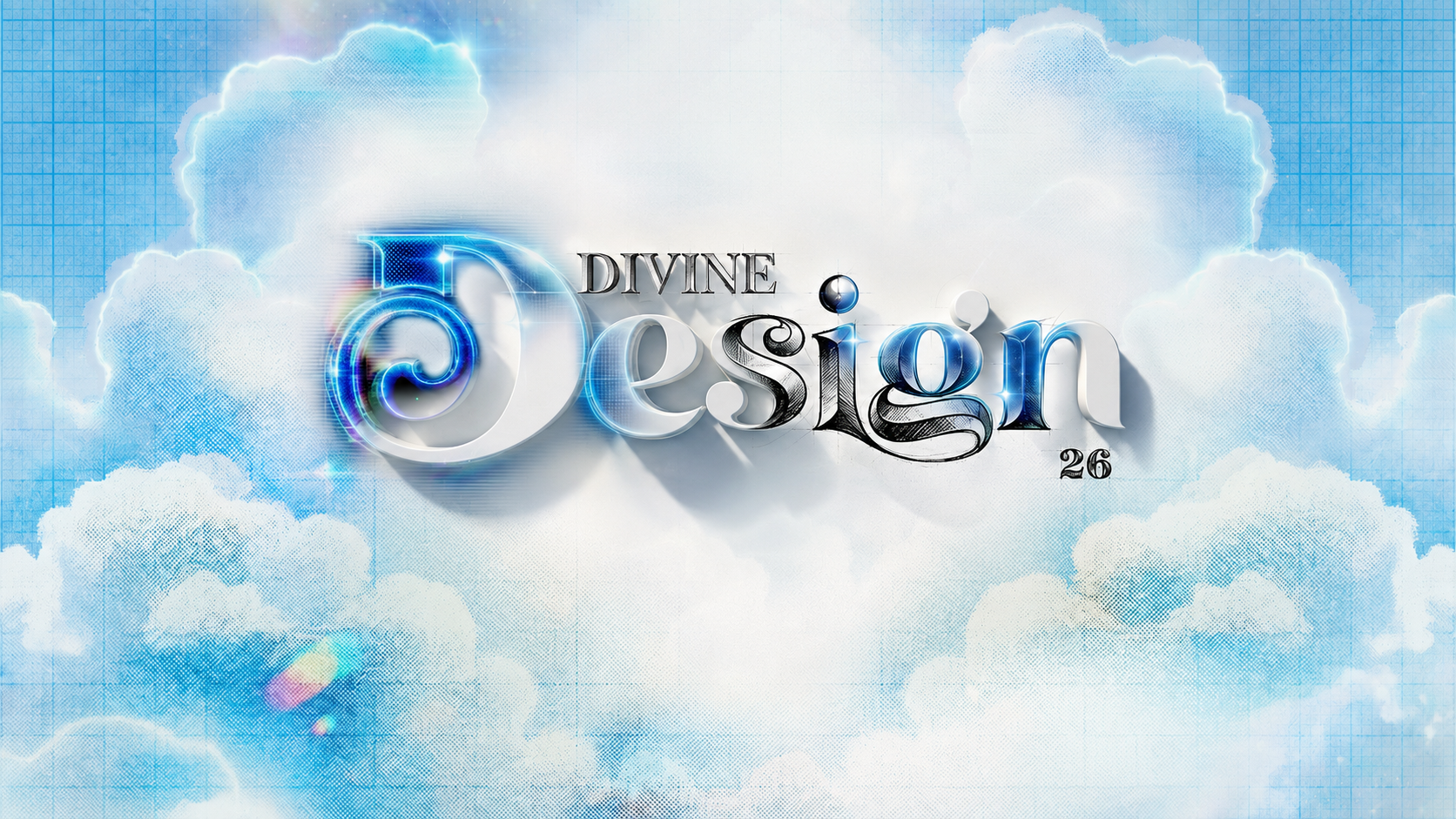 Divine Design 26 surrounded by luminous blue clouds
